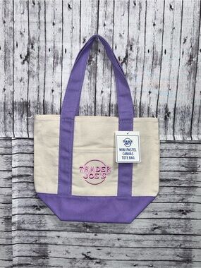Trader Joe's Special Edition Mini Pastel Canvas Tote Bag